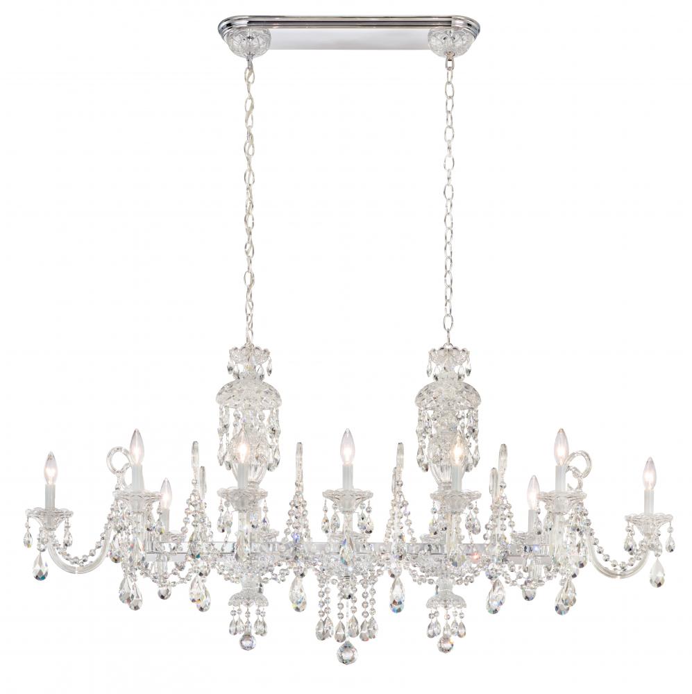 Sterling 12 Light 120V Linear Chandelier in Polished Silver with Clear Radiance Crystal