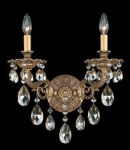 Schonbek 1870 5642-26H - Milano 2 Light 120V Wall Sconce in French Gold with Clear Heritage Handcut Crystal