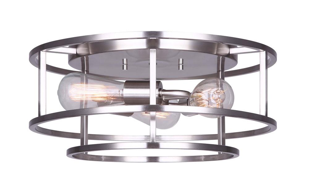 Luca 3 Light Flush Mount, Nickel Finish