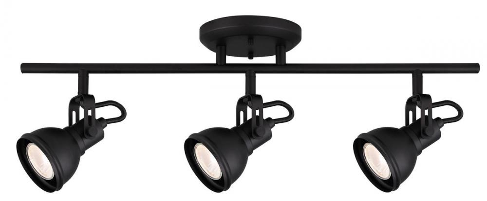 Polo 3 Light Track Lighting, Black Finish