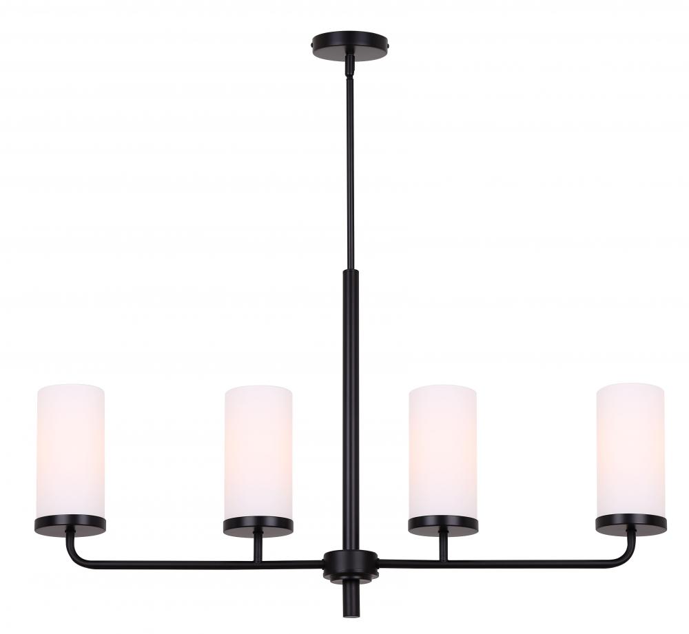 MALLOY 4 Light Matte Black Contemporary Chandelier for Dining Rooms and Living Rooms