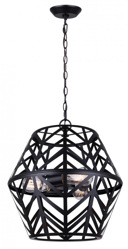 Maud 3 Light Matte Black Modern Chandelier for Dining Rooms and Living Rooms
