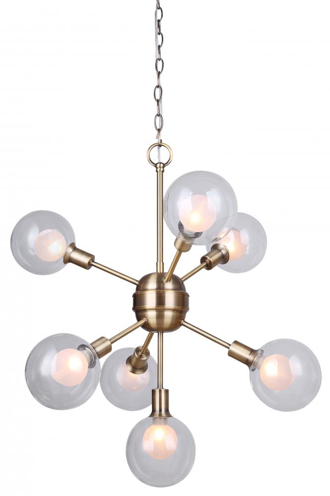 ESTELLA 7 Lt Chain Chandelier, Double Glass