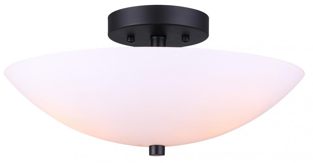 Vivy 15 in. 3-Light 60-Watt Modern Black Flush Mount with Flat Opal Glass Shade