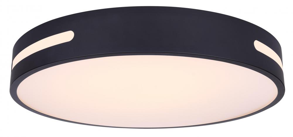 NIVEN 20 in. 1 Light Integrated LED Black Modern Flush Mount with Frosted Acrylic Shade