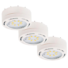  3580LED-PL3WHT-C - 3-Light White LED Puck Kit: 3 x 8 LED, 3000K, 960 Lumens, 12W, Linkable, includes cords & hardware,