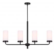 Canarm ICH2029B04BK - MALLOY 4 Light Matte Black Contemporary Chandelier for Dining Rooms and Living Rooms