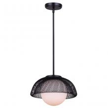  IPL2028B01BK - Emerich 60-Watt 1 Light Matte Black Modern Pendant with Flat Opal Glass Shade