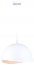 Canarm IPL1122A01WH16 - Henlee 60-Watt 1 Light Matte White Modern Pendant with White Metal Shade