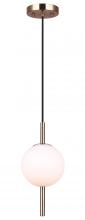  IPL1123A01GD9 - Nara 40-Watt 1 Light Gold Modern Pendant with White Glass Shade