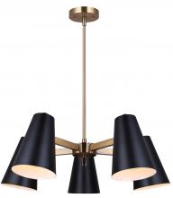 Canarm ICH1145A05BKG - HARKEN 5 Light Matte Black and Gold Contemporary Chandelier for Dining Rooms and Living Rooms