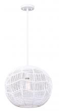 Canarm IPL2036B01WH - Leona 60-Watt 1 Light Matte White Modern Pendant with White Natural Rope Shade