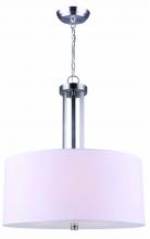 Canarm ICH578A03BN18 - River 3 Lt Chain Chandelier, White Fabric Shade + Frost Diffuser, 100W Type A, 18