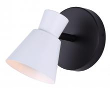 Canarm ICW1163A01BW10 - RADLEY 1 Light 4.75 in. Ceiling/Wall Matte Black Track Light Kit with Matte White Metal Shade