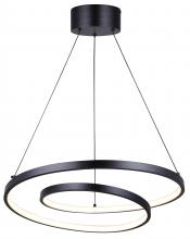 Canarm LCH259A20BK - LIVANA 1 Light Matte Black Modern Chandelier with Integrated LED for Dining Rooms and Living Rooms