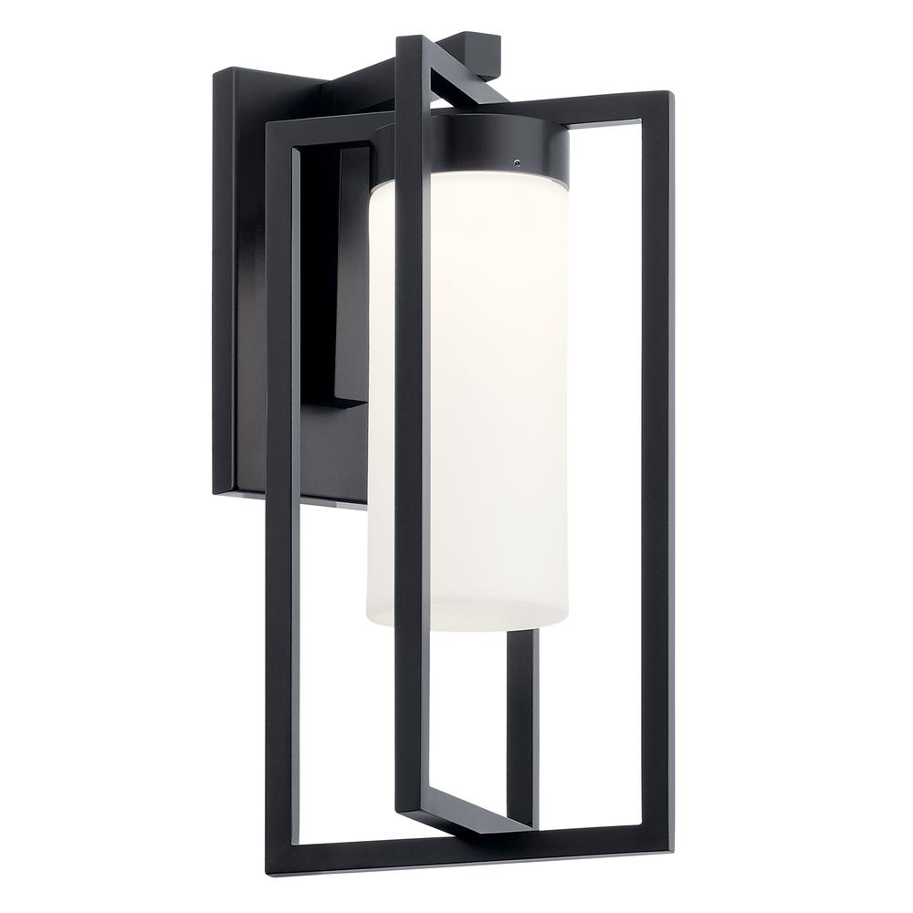 Drega 19 Inch 1 LED Wall Light with Satin Etched Glass in Black
