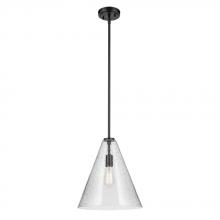 Kichler 42200BKCS - Everly 15.5" 1-Light Cone Pendant with Clear Seeded Glass in Black