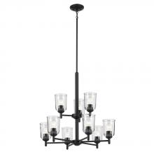  43672BKCLR - Shailene 26.5" 9-Light 2-Tier Chandelier with Clear Glass in Black