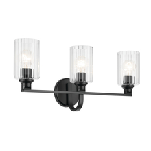  55226BKFLU - Gioe 24.25" 3-Light Vanity Light with Clear Fluted Glass in Black