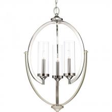  P400024-104 - Evoke Collection Three-Light Polished Nickel Clear Glass Luxe Chandelier Light