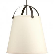  P500047-020 - Galley Collection Three-Light Antique Bronze Linen Shade Coastal Pendant Light