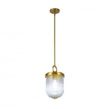 Artcraft AC12020BR - Myla 1 Light Pendant, Vintage Brass with Ribbed Glass Glassware