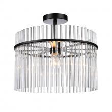 Artcraft AC12081BK - Ava 1 Light Semi Flush Mount, Black with Glass Rods