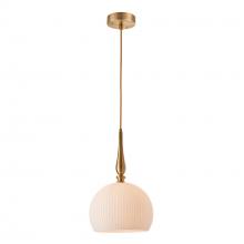 Artcraft AC12111BR - Kate 1 Light Pendant 10", Brushed Brass with Ribbed Glassware