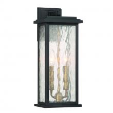 Artcraft AC9271BK - Estate 2 Light Outdoor Wall Sconce 17", Black, Brass with Rain Glassware