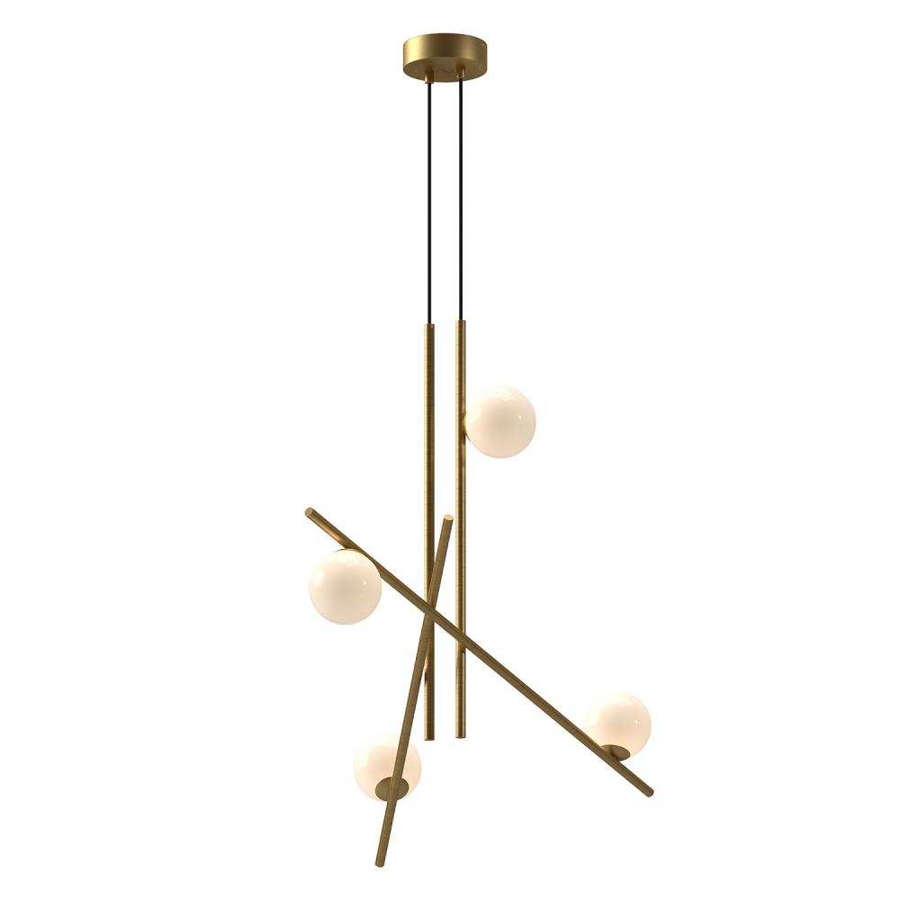 Amara 32-in Brushed Gold/Glossy Opal Glass LED Chandeliers