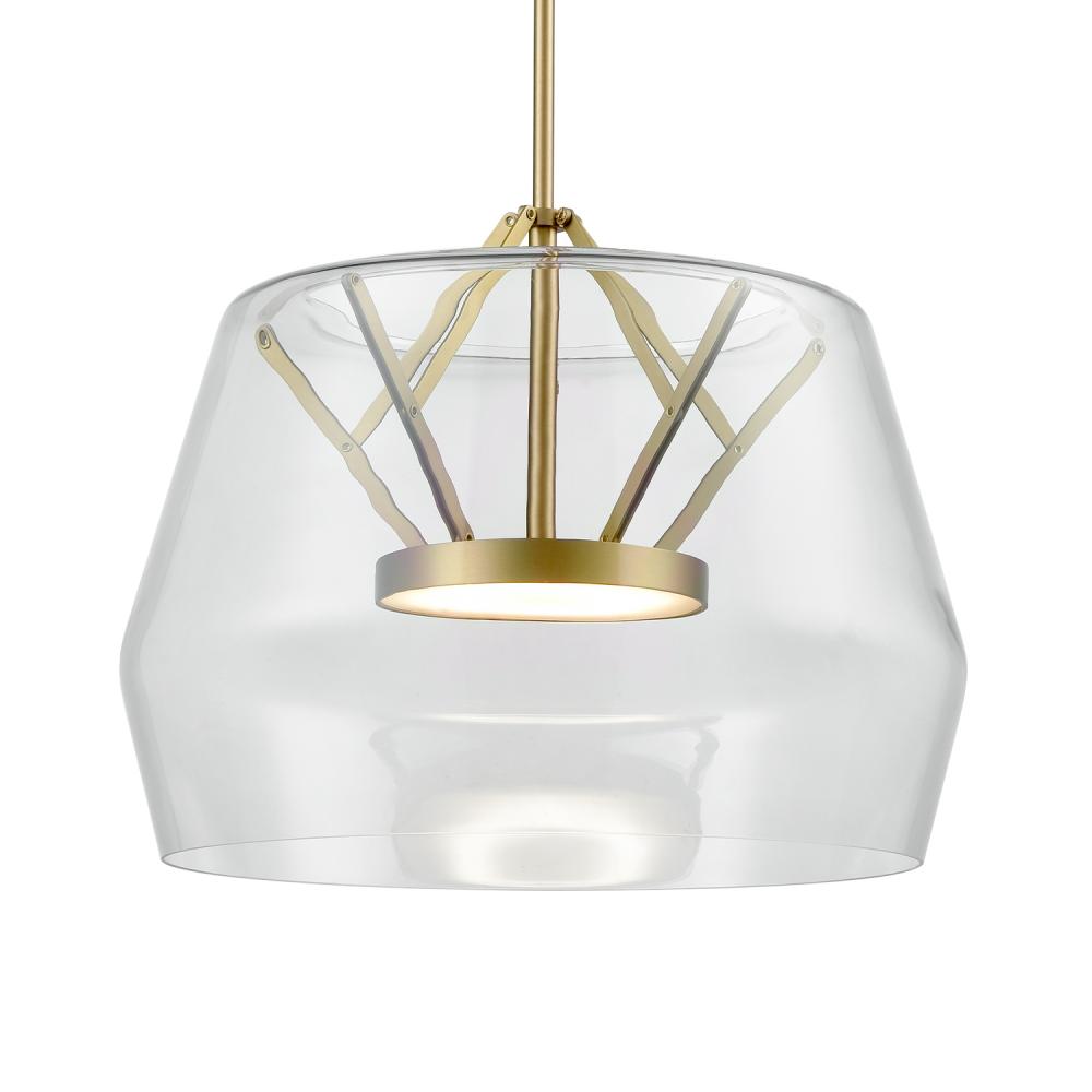 Deco 18-in Clear/Brushed Gold LED Pendant