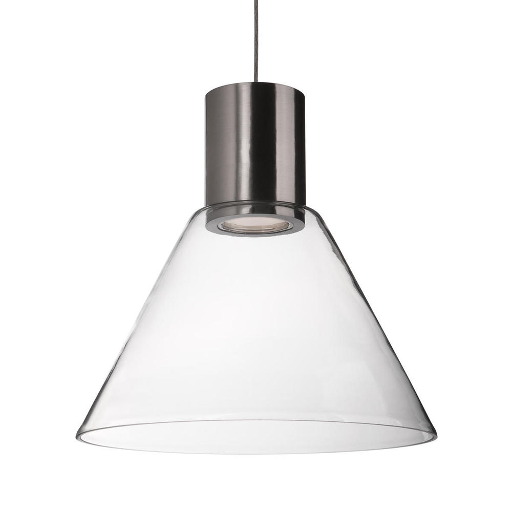 Single LED Pendant with Heavy Gauge Steel and Clear Glass