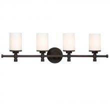 Galaxy Lighting 710654ORB - Four Light Vanity - Oil Rubbed Bronze w/ Satin White Glass