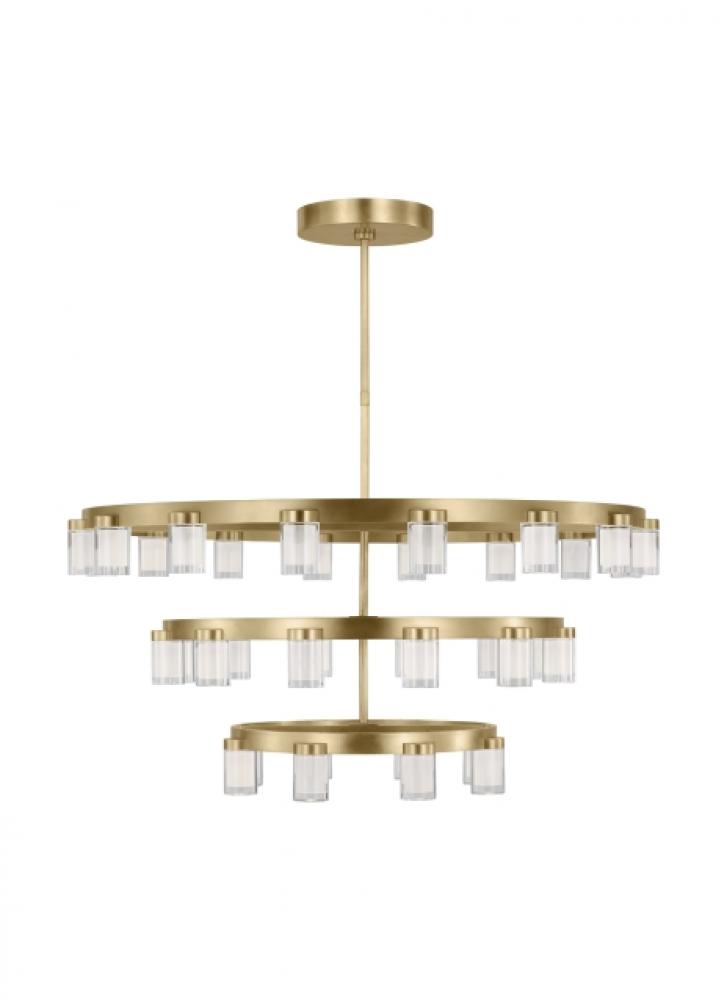 The Esfera Three Tier X-Large 36-Light Damp Rated Integrated Dimmable LED Ceiling Chandelier in Natu
