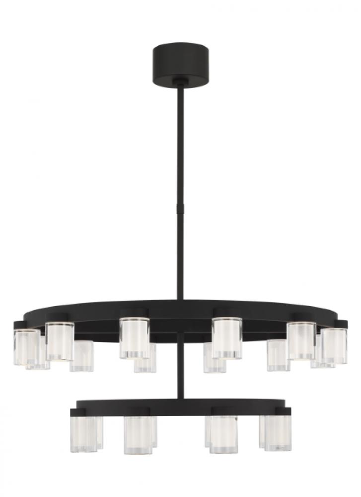 The Esfera Two Tier Medium 20-Light Damp Rated Integrated Dimmable LED Ceiling Chandelier in Nightsh