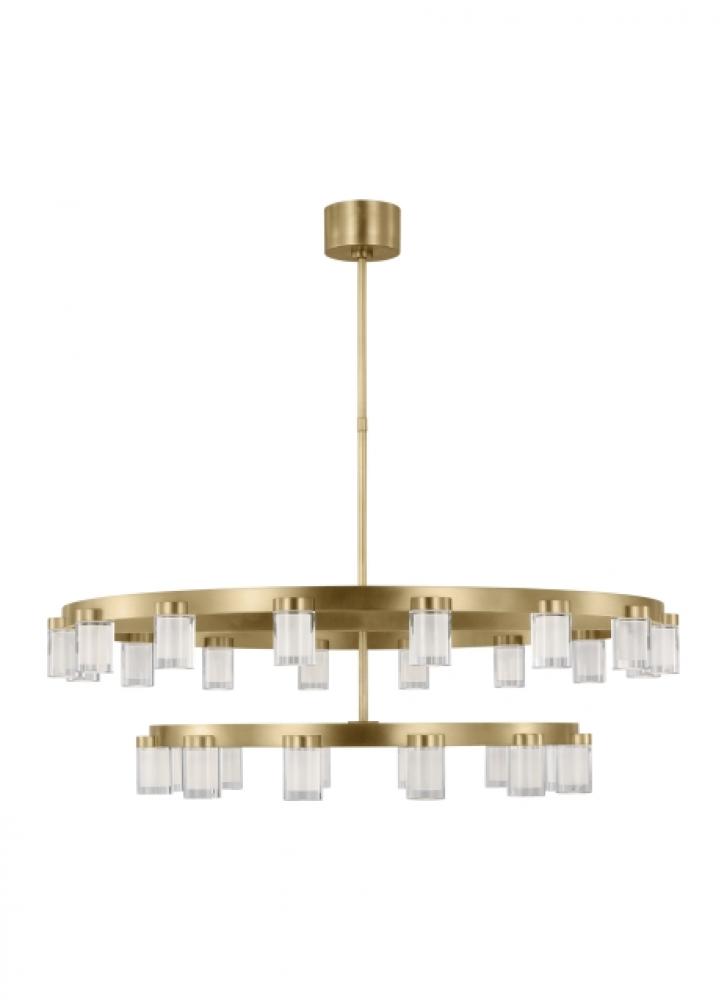 The Esfera Two Tier X-Large 28-Light Damp Rated Integrated Dimmable LED Ceiling Chandelier in Natura