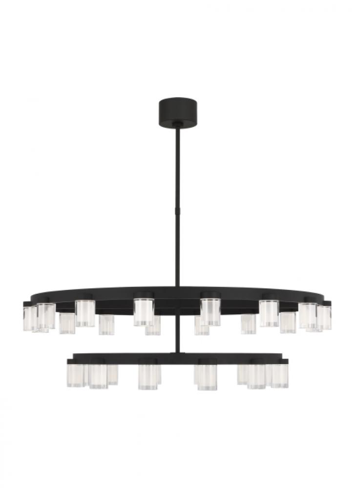 The Esfera Two Tier X-Large 28-Light Damp Rated Integrated Dimmable LED Ceiling Chandelier in Nights