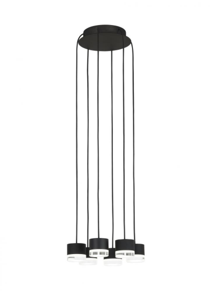 Modern Gable Dimmable LED 6-light Ceiling Chandelier in a Nightshade Black Finish