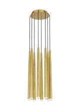 Visual Comfort & Co. Modern Collection 700TRSPPYL8RNB-LED930 - Modern Pylon Dimmable LED 8 Light Ceiling Chandelier in a Natural Brass/Gold Colored Finish