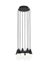 Visual Comfort & Co. Modern Collection 700TRSPTRT8RB-LED930 - Modern Turret Dimmable LED 8-light Ceiling Chandelier in a Nightshade Black Finish