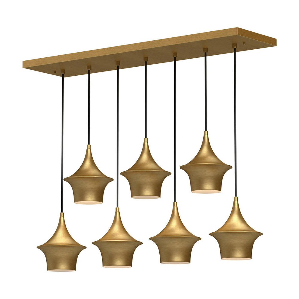 Emiko 36-in Brushed Gold 7 Lights Linear Pendant