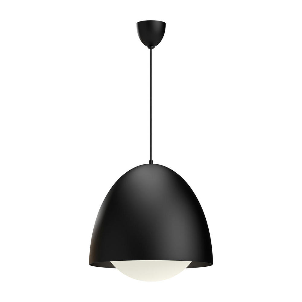 Kenji 20-in Matte Black/Opal Matte Glass 1 Light Pendant