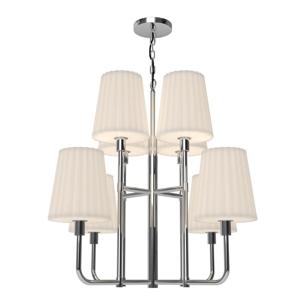 Plisse 30-in Chrome/Opal Matte Glass 8 Lights Chandeliers