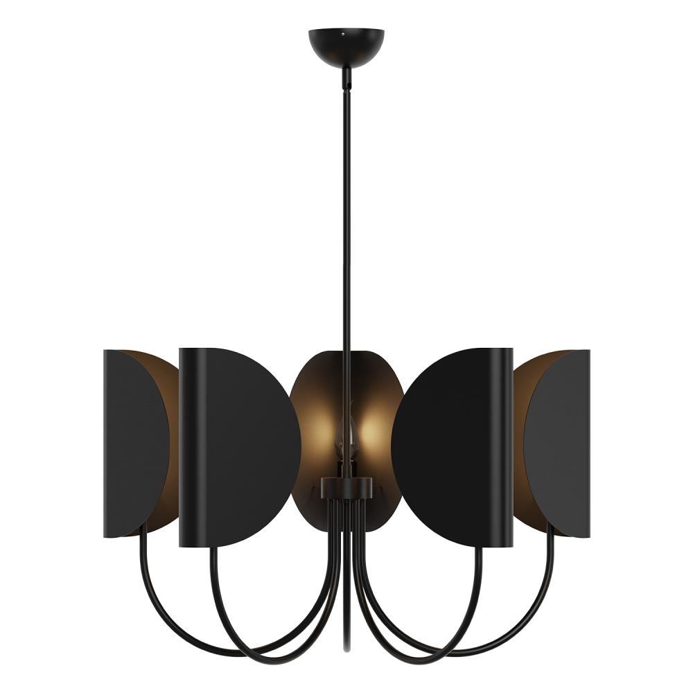 Seno 32-in Matte Black 5 Lights Chandeliers