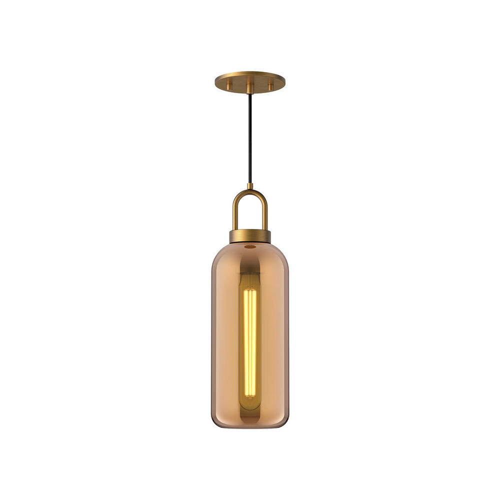 Soji 5-in Aged Gold/Copper Glass 1 Light Pendant