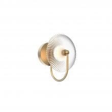 Alora Lighting WV417801BGCR-UNV - Hera 9-in Brushed Gold/Clear Ribbed Glass LED Wall/Vanity