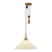  PD447120BGWL - Ellen 20-in Brushed Gold/White Linen Socket Pendant