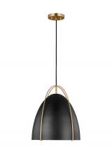 Visual Comfort & Co. Studio Collection 6551701-848 - Norman modern 1-light indoor dimmable ceiling hanging single pendant light in satin brass gold finis