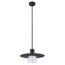 Eglo Canada 205845A - 1 LT Pendant w/ Black a Finish, Matte Nickel Disc & White Interior & Clear Outer Glass