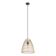 Eglo Canada 43866A - 1 LT Pendant w/ Black Finish & Natural color Ratan Shade